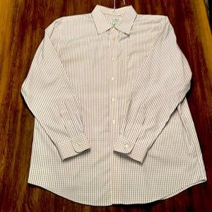L.L. Bean Men’s button-down slightly fitted pink and blue plaid